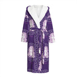 Purple Virgo Zodiac Pattern Print Hooded Bathrobe
