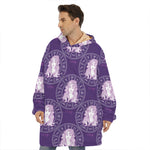 Purple Virgo Zodiac Pattern Print Hoodie Blanket