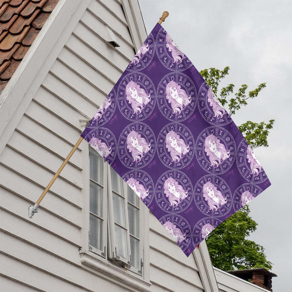 Purple Virgo Zodiac Pattern Print House Flag