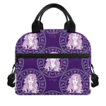 Purple Virgo Zodiac Pattern Print Insulated Lunch Bag