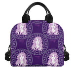 Purple Virgo Zodiac Pattern Print Insulated Lunch Bag