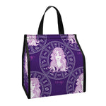 Purple Virgo Zodiac Pattern Print Insulated Lunch Tote
