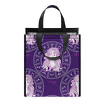 Purple Virgo Zodiac Pattern Print Insulated Lunch Tote