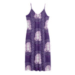 Purple Virgo Zodiac Pattern Print Jersey Midi Cami Dress