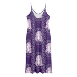 Purple Virgo Zodiac Pattern Print Jersey Midi Cami Dress