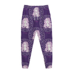 Purple Virgo Zodiac Pattern Print Jogger Pants