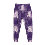 Purple Virgo Zodiac Pattern Print Jogger Pants
