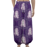 Purple Virgo Zodiac Pattern Print Lantern Pants