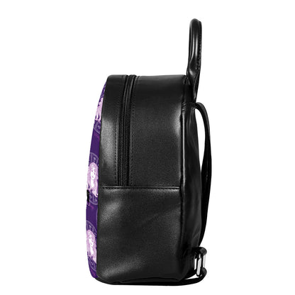 Purple Virgo Zodiac Pattern Print Leather Backpack