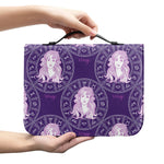 Purple Virgo Zodiac Pattern Print Leather Bible Cover