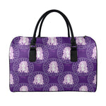 Purple Virgo Zodiac Pattern Print Leather Duffle Bag