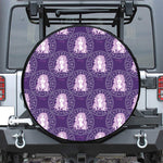 Purple Virgo Zodiac Pattern Print Leather Spare Tire Cover