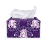 Purple Virgo Zodiac Pattern Print Leather Tissue Box Cover