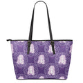 Purple Virgo Zodiac Pattern Print Leather Tote Bag With Zipper
