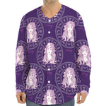 Purple Virgo Zodiac Pattern Print Long Sleeve Baseball Jersey