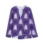 Purple Virgo Zodiac Pattern Print Long Sleeve Short Coat