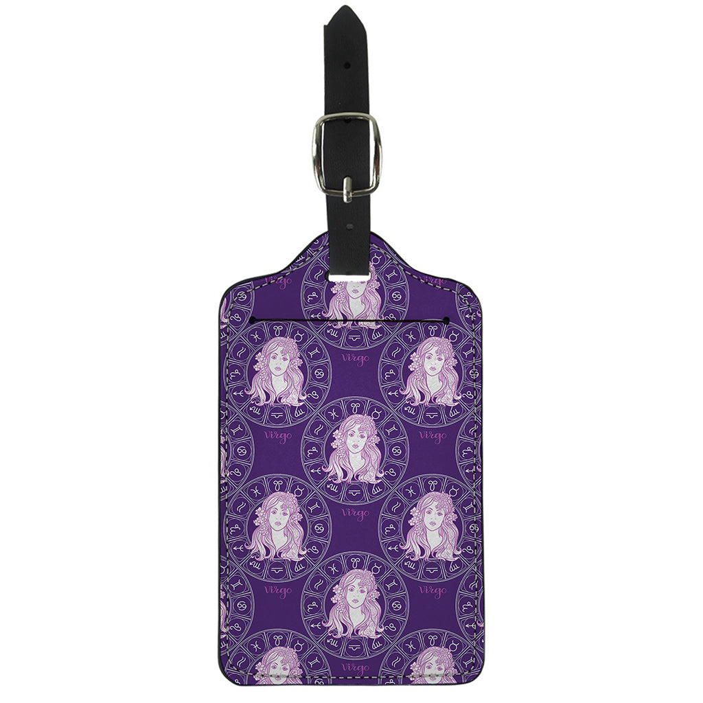 Purple Virgo Zodiac Pattern Print Luggage Tag