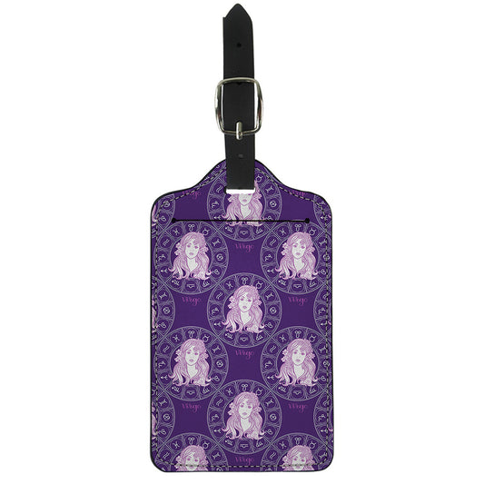 Purple Virgo Zodiac Pattern Print Luggage Tag