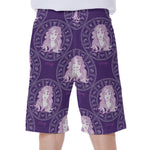 Purple Virgo Zodiac Pattern Print Men's Beach Shorts