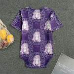 Purple Virgo Zodiac Pattern Print Men's Bodysuit