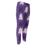 Purple Virgo Zodiac Pattern Print Men's Compression Pants