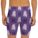 Purple Virgo Zodiac Pattern Print Men's Long Boxer Briefs