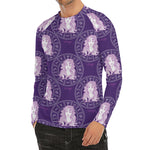 Purple Virgo Zodiac Pattern Print Men's Long Sleeve Rash Guard