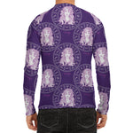 Purple Virgo Zodiac Pattern Print Men's Long Sleeve Rash Guard