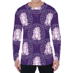 Purple Virgo Zodiac Pattern Print Men's Long Sleeve T-Shirt