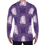 Purple Virgo Zodiac Pattern Print Men's Long Sleeve T-Shirt