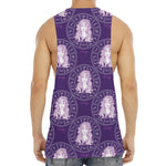 Purple Virgo Zodiac Pattern Print Men's Muscle Tank Top