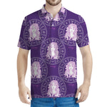 Purple Virgo Zodiac Pattern Print Men's Polo Shirt