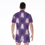 Purple Virgo Zodiac Pattern Print Men's Rompers
