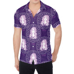 Purple Virgo Zodiac Pattern Print Men's Shirt