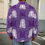 Purple Virgo Zodiac Pattern Print Men's Shirt Jacket