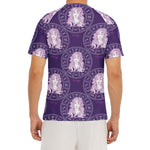 Purple Virgo Zodiac Pattern Print Men's Short Sleeve Rash Guard