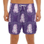 Purple Virgo Zodiac Pattern Print Men's Split Running Shorts