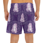 Purple Virgo Zodiac Pattern Print Men's Split Running Shorts