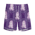 Purple Virgo Zodiac Pattern Print Men's Athletic Shorts