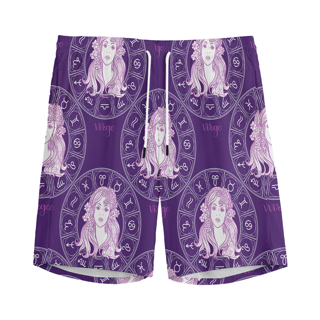 Purple Virgo Zodiac Pattern Print Men's Sports Shorts