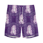 Purple Virgo Zodiac Pattern Print Men's Sports Shorts