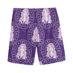 Purple Virgo Zodiac Pattern Print Men's Sports Shorts