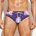 Purple Virgo Zodiac Pattern Print Men's Swim Briefs