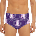 Purple Virgo Zodiac Pattern Print Men's Triangle Swim Briefs