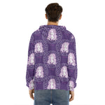 Purple Virgo Zodiac Pattern Print Men's Velvet Pullover Hoodie