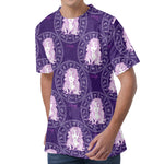 Purple Virgo Zodiac Pattern Print Men's Velvet T-Shirt