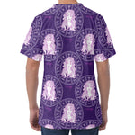 Purple Virgo Zodiac Pattern Print Men's Velvet T-Shirt
