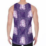Purple Virgo Zodiac Pattern Print Men's Velvet Tank Top