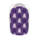 Purple Virgo Zodiac Pattern Print Mesh Laundry Hamper