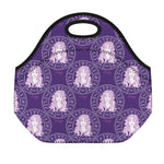 Purple Virgo Zodiac Pattern Print Neoprene Lunch Bag